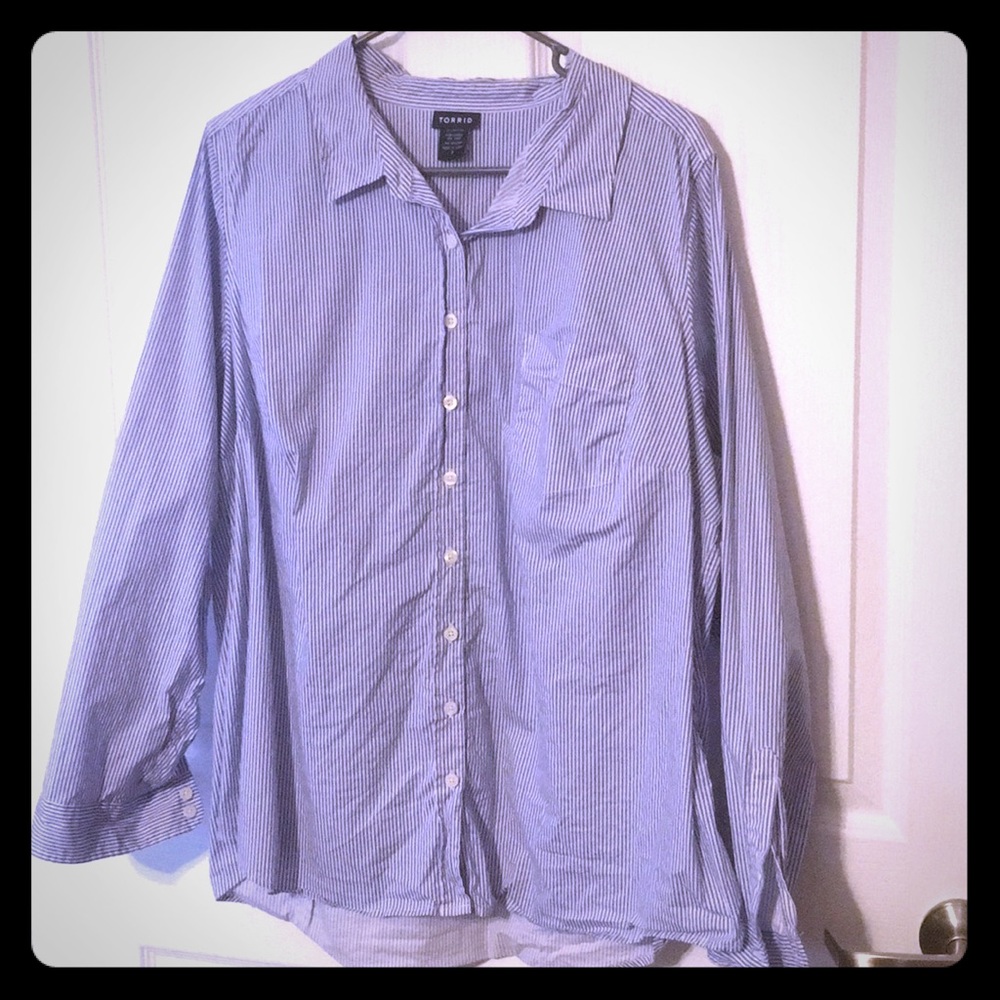 Blue Stripe Button Dress Shirt